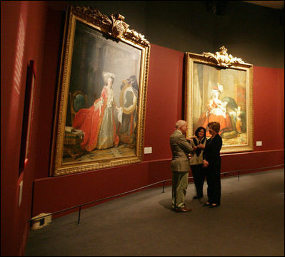 Mrs. Laura Bush tours the Marie Antoinette Exhibit at The Grand Palais Sunday, June 15, 2008, in Paris.