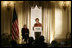 Mrs. Laura Bush speaks at the 2008 Annual Meeting of the Association of American Publishers Wednesday, March 5, 2008, at the Yale Club in New York City. Looking on is Patricia Schroeder, President and Chief Executive Officer of the group.