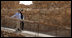 Mrs. Laura Bush and Mrs. Aliza Olmert leave the upper terrace of Masada during their visit Thursday, May 15, 2008. Masada, built by King Herod of Judea, was the last bastion of Jewish freedom fighters against the Romans; its fall signaled the violent destruction of the kingdom of Judea at the end of the Second Temple period.