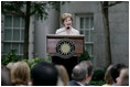 Mrs. Laura Bush addresses guests at a Smithsonian Institution Luncheon Tuesday, May 27, 2008 in Washington, D.C., honoring Mrs. Bush for her contributions to the arts in America. 