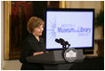 Mrs. Laura Bush offers remarks at the 2008 National Medals for Museum and Library Service Ceremony in the East Room of the White House, Oct. 7, 2008. The First Lady honored five libraries and five museums for their outstanding contributions to public service.