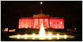 Floodlights turned the north side of the the White House pink on the evening of Oct. 7, 2008 to raise awareness about breast cancer. The unique view of the North Portico facing Lafayette Park was to observe Breast Cancer Awareness Month. Breast cancer awareness is a cause for which Mrs. Laura Bush has worked to motivate both public and private sectors, worldwide, as as she has encouraged collaborative research to find a cure. The World Health Organization says each year more than 1.2 million people worldwide are diagnosed with it and breast cancer is one of the leading causes of death for women.
