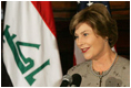 Mrs. Laura Bush delivers remarks at the launching of the Iraq Cultural Heritage Project Thursday, Oct. 16, 2008, at the Iraq Embassy in Washington, D.C. Mrs. Laura Bush said, "The Iraq Cultural Heritage Project will promote national unity by highlighting the rich heritage that all Iraqis share. And the Project will benefit all humanity by preserving the great historic sites, archaeological wonders, and cultural objects that tell the story of the world's earliest communities."