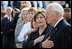 Mrs. Laura Bush stands with Vice President Dick Cheney during the National Anthem Thursday, Sept. 11, 2008, at the dedication ceremony for the 9/11 Pentagon Memorial at the Pentagon in Arlington, Va.