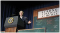 President George W. Bush gestures as he addresses his remarks Thursday, Jan. 8, 2009 at the General Philip Kearny School in Philadelphia, in support of the No Child Left Behind Act, urging Congress to strenghten and reauthorize the legislation.