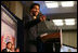 Teen dad, Jason Buck, addresses the audience, Thursday, Oct. 27, 2005 at Howard University in Washington, at the White House Conference on Helping America's Youth. 