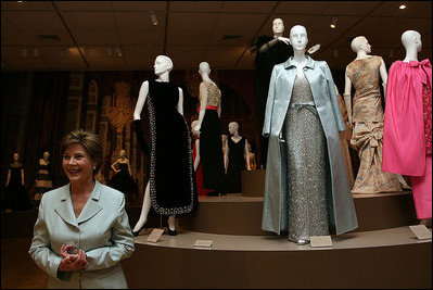 Mrs. Laura Bush views the Balenciaga exhibit at The Meadows Museum Saturday, May 26, 2007, in Dallas. Said Mrs. Bush, "I'm so excited to have this chance to see the Balenciaga show. I want to urge people across Texas to come to this show."
