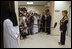 Mrs. Laura Bush addresses the press after touring the Abdullatif Cancer Screening Center Tuesday, Oct. 23, 2007, in Riyadh. Said Mrs. Bush, "This is a great model for other parts of Saudi Arabia. Because of regular screenings, people can discover a cancer early before it's in such an advanced stage that it's hard to cure." 