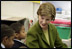 Mrs. Laura Bush visits a kindergarten classroom and participates in a reading lesson Wednesday, Jan. 30, 2008, at Holy Redeemer School in Washington, D.C.