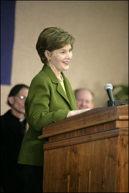 Mrs. Laura Bush delivers a speech Wednesday, Jan. 30, 2008, at Holy Redeemer School in Washington, D.C.