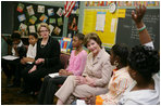 Mrs. Laura Bush and U.S. Secretary of Education Margaret Spellings visit the Sixth Grade Language Arts Class at the Avon Avenue Elementary School, Thursday, March 16, 2006 in Newark, N.J., where Mrs. Bush announced a Striving Readers grant to Newark Public Schools. White House photo by Shealah Craighead 