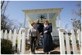 Mrs. Laura Bush talks with Mayor Connie Moran during a tour of Katrina Cottages, Thursday, Feb. 22, 2007 in Ocean Springs, Miss., the quaint, colorful and quickly built cottages for post-Katrina living. White House photo by Shealah Craighead 