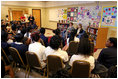  Mrs. Laura Bush and actress Emma Roberts meet with students at Washington Middle School for Girls Tuesday, May 29, 2007, in Washington, D.C.
