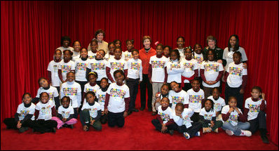As part of the Helping America's Youth initiative, Mrs. Laura Bush welcomed Girl Scouts and their mentors serving as positive role models offering young women guidance, encouragement and leadership development. The Scouts from local Troops 44100 and 42100 watched a screening of the movie "Charlotte's Web" at the White House Wednesday, January 31, 2007.