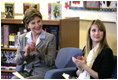 Laura Bush visits Washington Middle School in Washington, D.C. with actress Emma Roberts, Tuesday, May 29, 2007.
