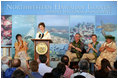 Mrs. Laura Bush is applauded by Hawaiian Gov. Linda Lingle, left, at the Northwest Hawaiian Islands Marine National Monument Naming Ceremony, Friday, March 2, 2007 in Honolulu, where Laura Bush unveiled the new Hawaiian name as the Papahanaumokuakea Marine National Monument. The Northwestern Monument represents the largest single conservation area in our nation's history and the largest protected marine area in the world. White House photo by Shealah Craighead 