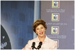 Mrs. Laura Bush delivers opening remarks Monday, Sept. 18, 2006, during the White House Conference on Global Literacy. The program was held at the New York Public Library. White House photo by Shealah Craighead 
