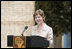Mrs. Laura Bush delivers remarks at Grand Medine Primary School Tuesday, June 26, 2007, in Dakar, Senegal. During her visit, Mrs. Bush announced that 805,000 books were donated to Senegal this summer through President Bush’s Africa Education Initiative.