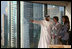 Mrs. Laura Bush takes in a view of Dubai with Her Royal Highness Princess Haya Bint Hussein and Mr. H.E. Obaid Al Tayer, Chairman of the Dubai Chamber of Commerce and Industry, Monday, Oct. 22, 2007, in Dubai, United Arab Emirates.