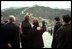 President Bush and Mrs. Bush tour the Great Wall of China, Friday, Feb. 22, in Badaling, China. President Richard Nixon visited the same Badaling area of the wall during his trip to China. 
