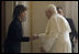 Mrs. Laura Bush meets in a private audience with Pope Benedict XVI, Thursday, Feb. 9, 2006 at The Vatican.
