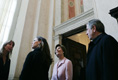 Mrs. Laura Bush and her daughter, Barbara, admire the art and architecture of the the Villa Madama in Rome, upon their arrival for a lunch Feb. 9, 2006 hosted by Italian Prime Minister Silvio Berlusconi.