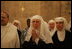 Benedictine nuns of the Church of the Resurrection at Abu Ghosh sing Psalm 150 in Hebrew during Laura Bush's tour of monastery in Abu Ghosh Israel, Monday, May 23, 2005.