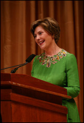 Mrs. Laura Bush addresses her remarks Friday evening, Sept. 26, 2006 in Washington, D.C., during the 2008 National Book Festival Gala Performance, an annual event celebrating books and literature.