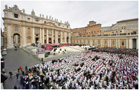 Thousands of mourners attend funeral mass Friday, April 8, 2005, inside Rome's St. Peter's Square for Pope John Paul II, who died April 2 at the age of 84.