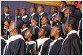 A choir sings at the ceremony to sign an agreement to launch the Africa Education Initiative, Jan. 17, 2006 in Accra, Ghana.