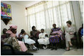 Mrs. Bush visits with patients and their family members at the Korle-Bu Treament Center, Tuesday, Jan. 17, 2006 in Accra, Ghana.