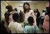 Barbara Bush meets and speaks with patients and their family members during a visit to the Korle-Bu Treament Center, Tuesday, Jan. 17, 2006 in Accra, Ghana.