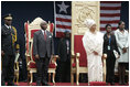 Liberian President Ellen Johnson Sirleaf, right, stands with Vice President of Liberia Joseph Nyumah Boakiai in Monrovia, Liberia, at inauguration ceremonies of President Sirleaf, Jan. 16, 2006.