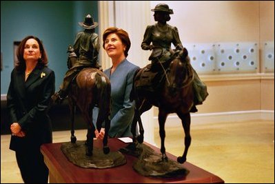 Laura Bush and Kit Moncrief tour the National Cowgirl Museum and Hall of Fame in Fort Worth, Texas, Thursday, Feb. 20, 2003. White House photo by Susan Sterner.