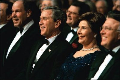President George W. Bush and Laura Bush attend a benefit gala for the historic Ford's Theatre in Washington, D.C., Sunday, March 2, 2003. White House photo by Paul Morse.