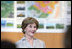 Mrs. Laura Bush participates in a discussion with Junior 8 (J8) members during her visit to the Lake Toya Visitors Center Wednesday, July 9, 2008, in Hokkaido, Japan.