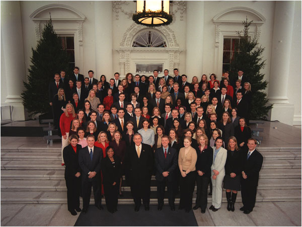 President George W. Bush with Fall 2002 White House interns