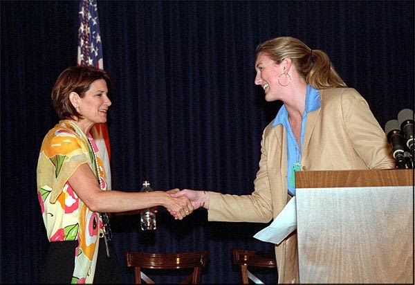 Assistant to the President and Counselor to the Vice President Mary Matalin speaks to the 2001 summer interns.