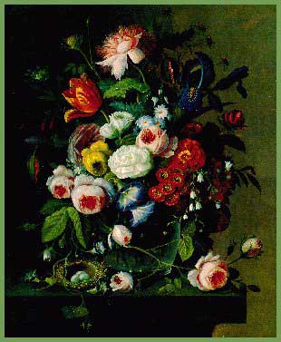 -Floral Still Life With Nest of Eggs- by Severin Roesen