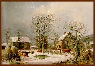 -Farmyard in Winter- by George Henry Durrie