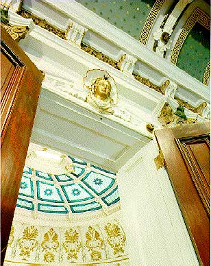 Photo showing the detail of the moulding around a doorway exiting the Indian Treaty Room
