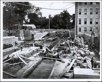 Construction of the North Wing on August 23, 1879.