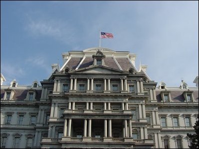 The Eisenhower Executive Office Building's south center pavilion, original location of the Secretary of State's office and the Department of State Library, now used for the EOP Library.