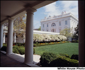  The Rose Garden is located just outside the Oval Office.