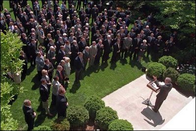 President George W. Bush meets with Congressmen at the White House Monday, April 30, 2001.