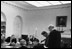 President John Kennedy holds a meeting in the Cabinet Room with his advisors and Vice President Lyndon Johnson during the Cuban Missile Crisis October 29, 1962.