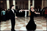 Britain's Princess Diana dances with actor John Travolta at a White House dinner on November 9, 1985.