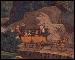 The first scene to nex t to the door leading into the White House depicts the Natural Bridge of Virginia.