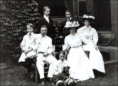 When Theodore and Edith Roosevelt moved into the White House in 1901, they brought six children with them (Alice, the oldest is not pictured). The crowded living and office space in the White House led President Roosevelt to construct a new office building in 1902. Today that building is called the West Wing.