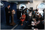 President Reagan announces the Campaign against Drug Abuse and answers questions in the White House Press Briefing Room August 4, 1986.